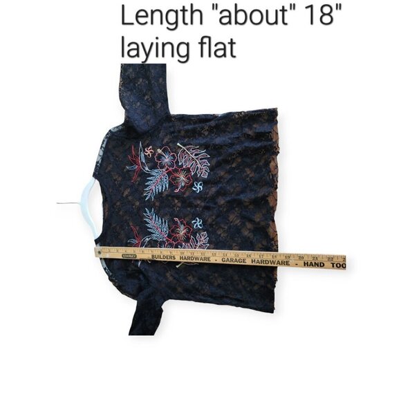 Zara Black Semi-Sheer Lace Bird Print Crop Top EUC size S - Picture 6 of 7